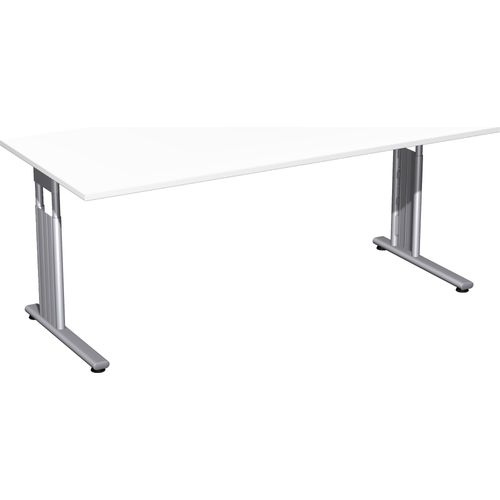 C-Fuß Flex Schreibtisch, gerade, höhenverstellbar, verschiedene Größen und Farben, Farbe Nachbildung:Weiß, Größe Tischplatte:180 x 80 cm