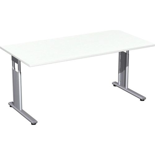 C-Fuß Flex Schreibtisch, gerade, verschiedene Größen und Farben, Farbe Nachbildung:Weiß, Größe Tischplatte:180 x 80 cm