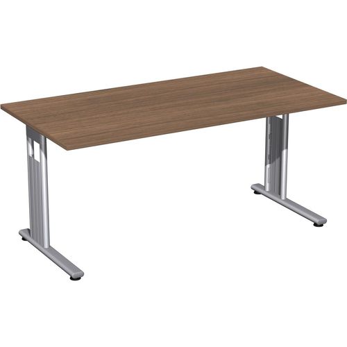C-Fuß Flex Schreibtisch, gerade, verschiedene Größen und Farben, Farbe Nachbildung:Nussbaum, Größe Tischplatte:180 x 80 cm
