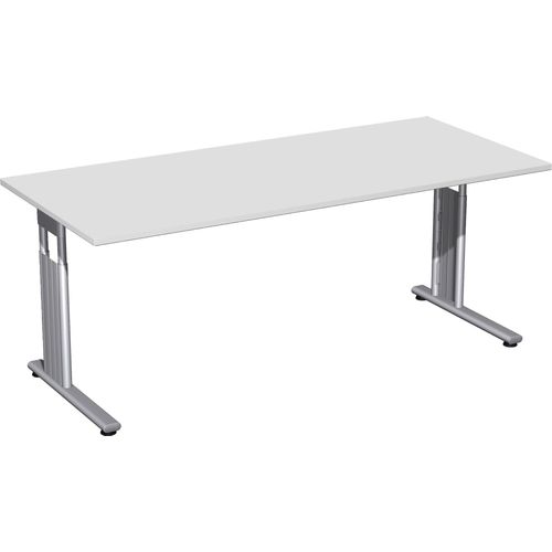 C-Fuß Flex Schreibtisch, gerade, höhenverstellbar, verschiedene Größen und Farben, Farbe Nachbildung:Lichtgrau, Größe Tischplatte:180 x 80 cm