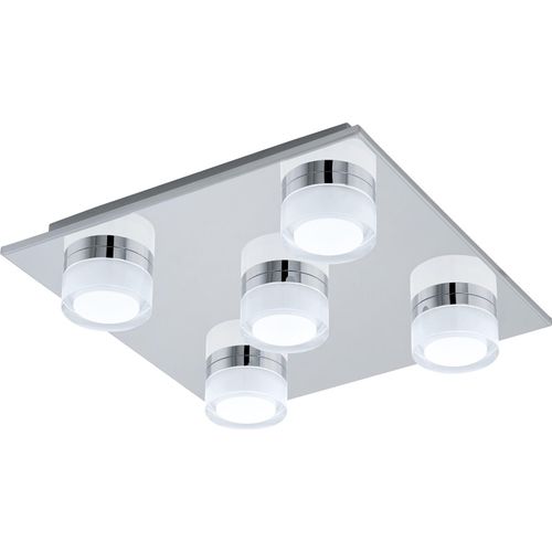 Eglo 96544 ROMENDO 1 LED Wand-/Deckenleuchte 5x5,4W 320x320mm Chrom Satiniert Warmweiss IP44 Dimmbar