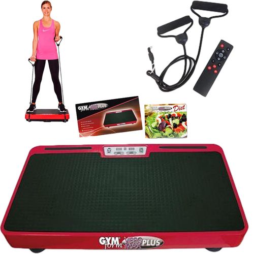 Gymform® VibroMax Plus - Vibrationsplatte, Ganzkörper Trainingsgerät, inkl. Trainingsbänder, rutschfest, 10 Programme, 99 Intensitäten