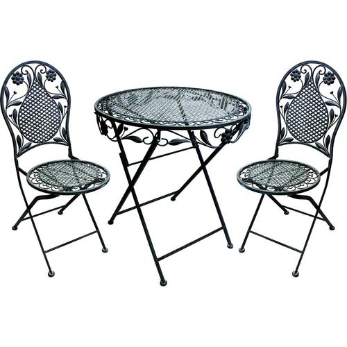 Eisen Bistro Set Antik Design Grau
