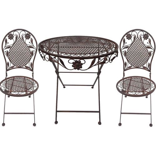 Eisen Bistro Set Antik Design Braun