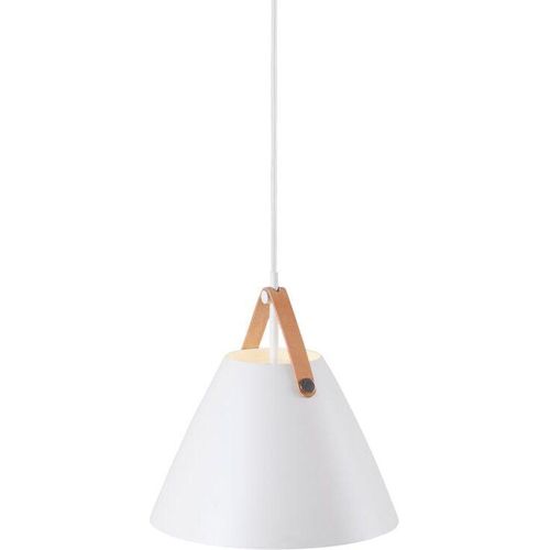 Strap Pendellampe Hängelampe Ø 27 cm Weiß/Leder