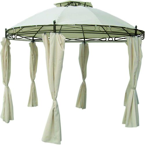 Garten-Pavillon mit Seitenteilen rund beige Ø350cm