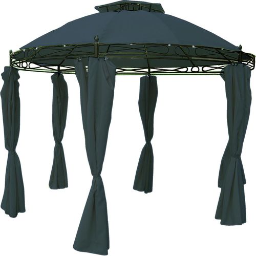 Garten-Pavillon mit Seitenteilen rund Anthrazit Ø350cm