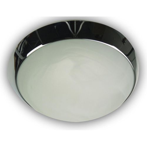 LED Flurlampe LED Dielen Beleuchtung Ø35cm Glaslampe Alabaster Zierring CHROM