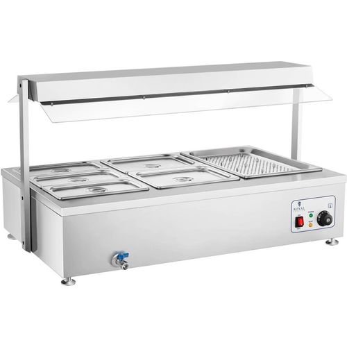 Royal Catering Bain Marie - 6 GN - mit Fleischaufsatz und Ablaufhahn