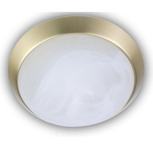 LED Decken Leuchte rund Ø35cm Alabaster Art Zierring Messing matt LED Bürolampe