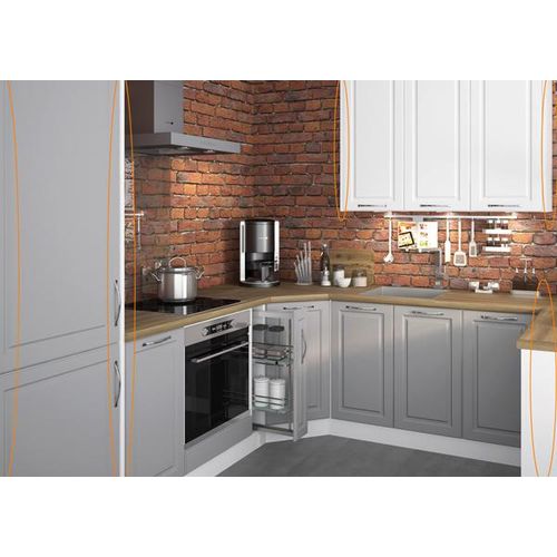 Küchenblock Küchenzeile Komplett Küche weiß / weiß - grey stone 9-tlg. Neu