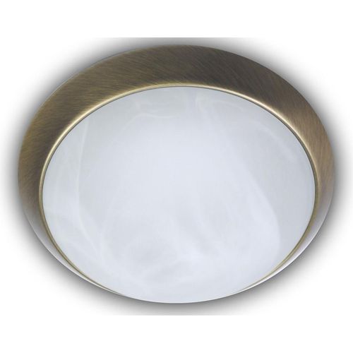 LED Deckenleuchte rund Ø35cm Alabasterglas Zierring Altmessing LED Bürolampe