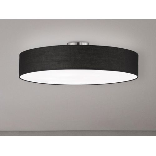 LED Deckenlampe Stoffschirm Schwarz Ø 65cm, große Flurlampe, Schlafzimmerlampe