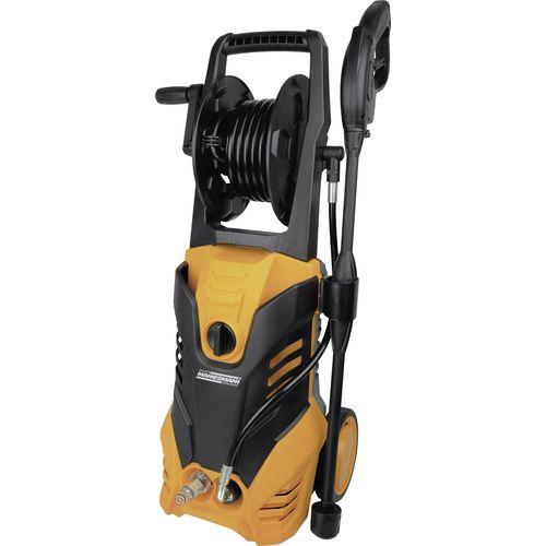 Brüder Mannesmann Hochdruckreiniger, 5 m auf Trommel, 360 l/h, 2000 W, 150 bar, inkl. Flächenreiniger, Auto-Stop-System