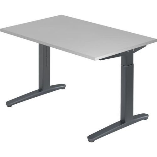 Schreibtisch XB-Serie | inkl. Kabelwanne | C-Fuß | höheneinstellbar, Größe Tischplatte:120 x 80 cm, Farbe Tischplatte:Grau, Farbe Gestell:Graphit