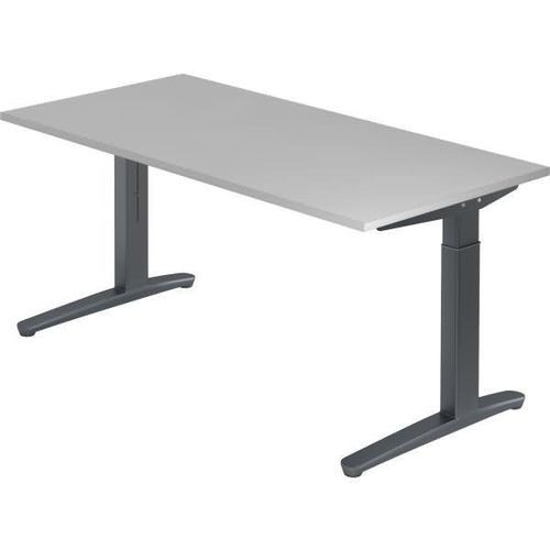 Schreibtisch XB-Serie | inkl. Kabelwanne | C-Fuß | höheneinstellbar, Größe Tischplatte:160 x 80 cm, Farbe Tischplatte:Grau, Farbe Gestell:Graphit