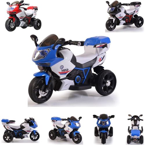Kinder Elektromotorrad HP2 FB-6187, mit Musikfunktion, Spielzeugkorb, ab 3 Jahre blau