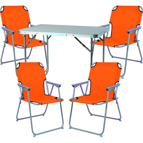5-teiliges Campingmöbel Set Alu L80xB60xH68cm Orange