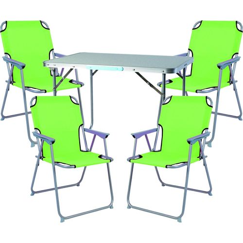 5-teiliges Campingmöbel Set Alu L70xB50xH59cm lime-grün
