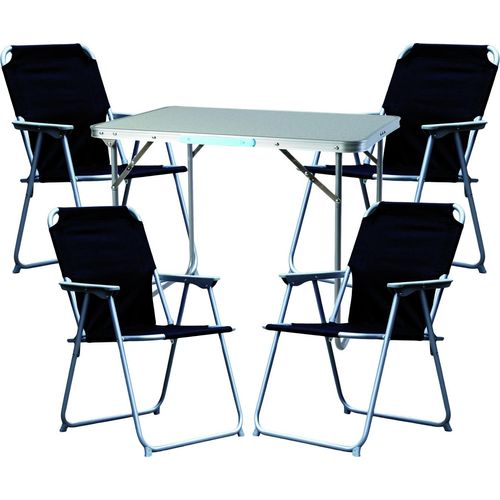 Campingmöbel Set Alu L70xB50xH59cm schwarz 5-tlg.