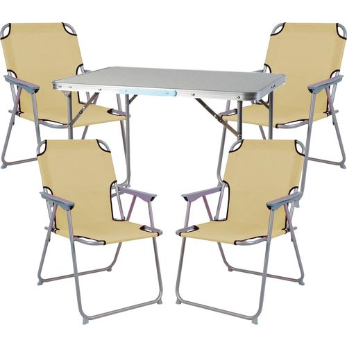 5-teiliges Campingmöbel Set Alu L70xB50xH59cm beige