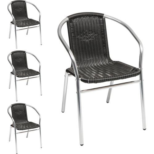 4 Stück Stapelstuhl Aluminuim / Polyrattan Bistrostuhl