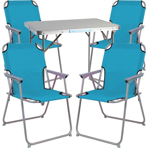5-teiliges Campingmöbel Set Alu L70xB50xH59cm petrol