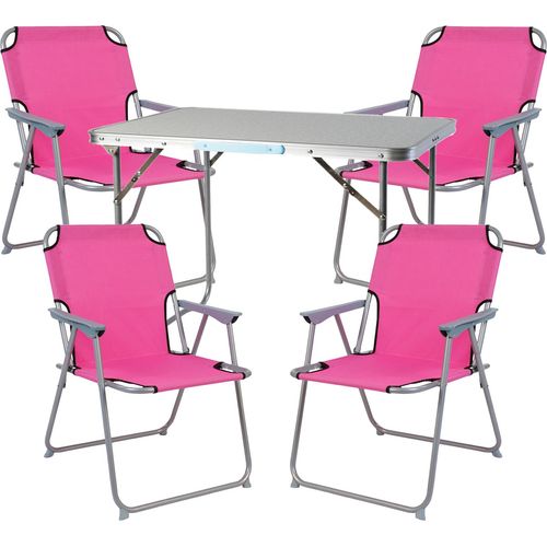 5-teiliges Campingmöbel Set Alu L80xB60xH68cm Pink