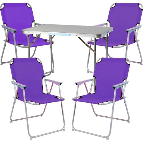 5-teiliges Campingmöbel Set Alu L70xB50xH59cm lila