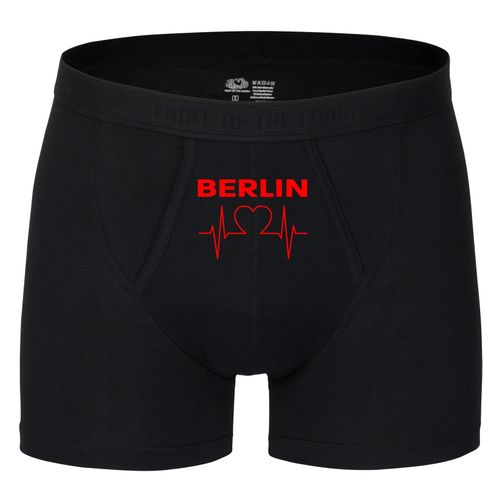 multifanshop Herren Boxer Short - Berlin rot - Herzschlag - Druck rot - Unterwäsche