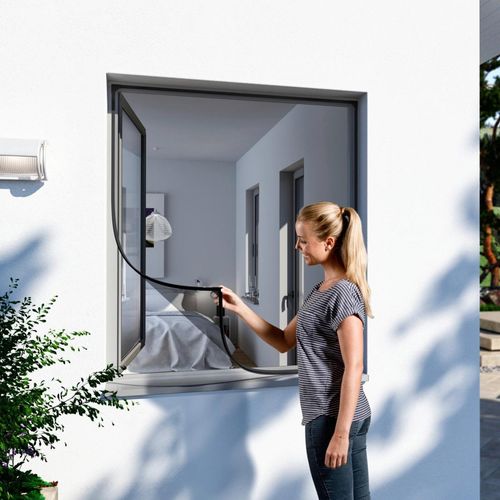 Insektenschutz-Fensterrahmen WINDHAGER, grau (rahmen: anthrazit gewebe: anthrazit), B:100cm H:120cm, Insektenschutzgitter, BxH: 100x120 cm