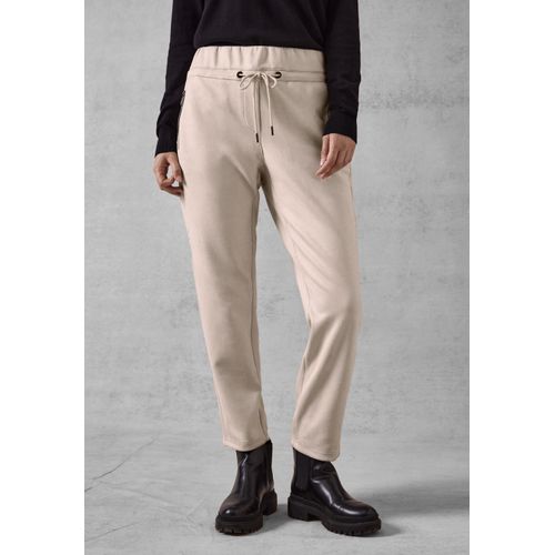 Jogger Pants CECIL, Damen, Gr. XL, Länge 28, beige (light hazel beige), Stoff, 94% Polyester, 6% Elasthan, unifarben, casual, comfort fit normal, Hosen, Middle Waist