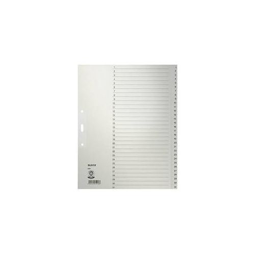 Leitz 1231 Register DIN A4, Überbreite 1-31 Tauenpapier Grau 31 Registerblätter 12310085