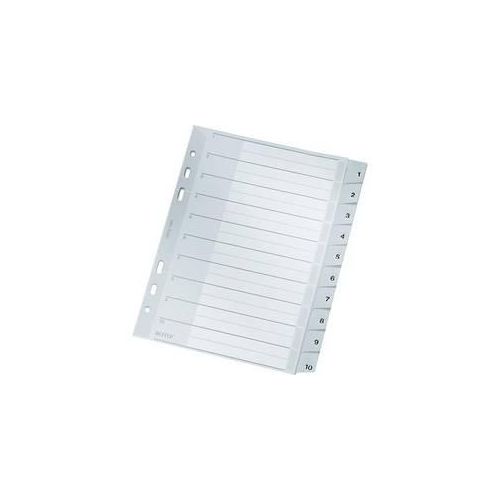Leitz 1285 Register DIN A5, Überbreite 1-10 Polypropylen Grau 10 Registerblätter 12850000