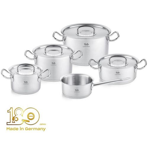 Fissler Kochtopfset Original-Profi Collection® Retro, Edelstahl, Metall, 5-teilig, 20 cm,24 cm,16 cm, 1.5 L,3 L,5 L,1.5 L,1 L, Made in Germany, backofengeeignet, breiter Schüttrand, Kochen, Töpfe, Topfsets