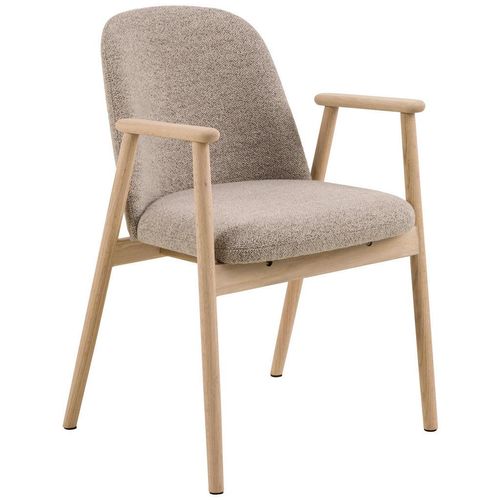 Livetastic Armlehnstuhl Leo , Beige , Holz, Textil , Eiche , massiv , rund , 55.5x80.5x57 cm , FSC MIX , Esszimmer, Stühle, Esszimmerstühle,