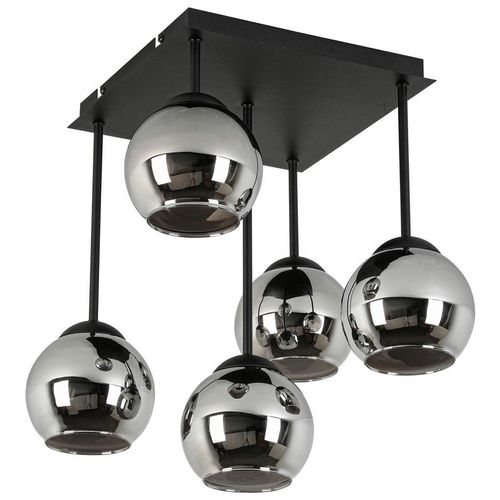 Novel Deckenleuchte , Schwarz, Chrom , Metall, Kunststoff, Glas , 36x42.3x36 cm , Lampen & Leuchten, Innenbeleuchtung, Deckenleuchten