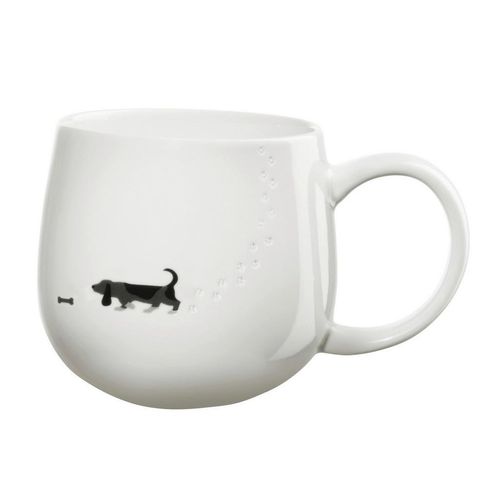 ASA Kaffeebecher Magu , Weiß Hochglanz , Keramik , Hund , 400 ml , 9.5 cm , Kaffee & Tee, Tassen, Kaffeebecher