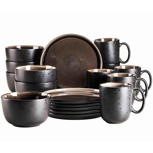 Mäser Frühstücksservice , Schwarz, Greige , Keramik , 18-teilig , Essen & Trinken, Geschirr, Geschirr-Sets, Kaffeeservice