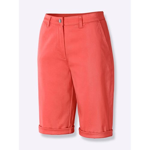 Jeansbermudas CASUAL LOOKS, Damen, Gr. 42, Normalgrößen, orange (koralle), 98% Baumwolle, 2% Elasthan, unifarben, kurz, Jeans