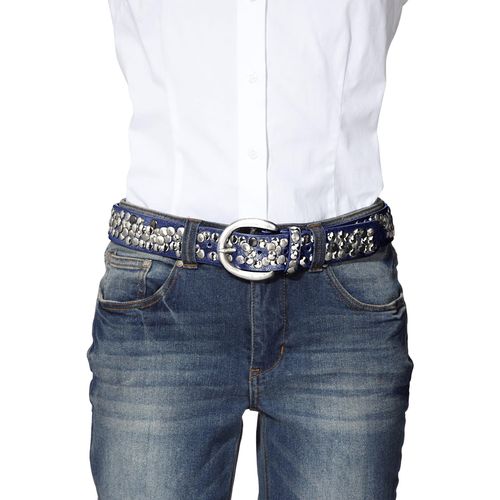 Nietengürtel HEINE, Damen, Gr. 85, blau, Gürtel