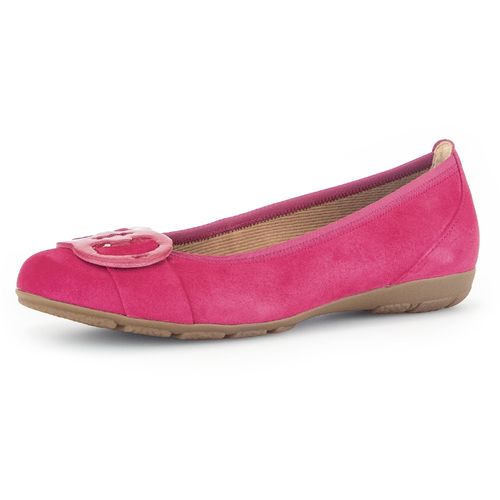 Ballerina GABOR, Damen, Gr. 38, pink, Ziegenveloursleder, unifarben, modisch, Schuhe, flache Schuhe, Slipper mit Hovercraft Luftkammern-Laufsohle