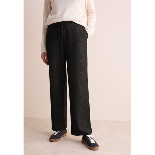 Stoffhose CECIL, Damen, Gr. XXL, Länge 30, schwarz (schwarz melange), Stoff, 79% Polyester, 14% Viskose, 5% Metallpolyester, 2% Elasthan, unifarben, casual, loose fit lang, Hosen, High Waist