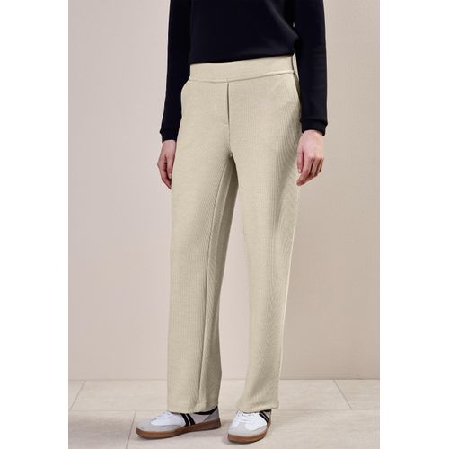 Stoffhose CECIL, Damen, Gr. M, Länge 30, beige (desert beige melange), Stoff, 79% Polyester, 14% Viskose, 5% Metallpolyester, 2% Elasthan, unifarben, casual, loose fit lang, Hosen, High Waist