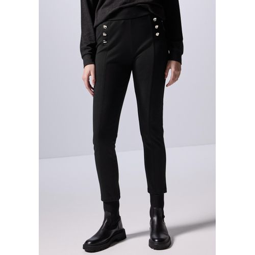Stoffhose STREET ONE STUDIO, Damen, Gr. 36, Länge 28, schwarz, Stoff, 65% Viskose, 30% Polyester, 5% Elasthan, unifarben, casual, skinny fit lang, Hosen, High Waist