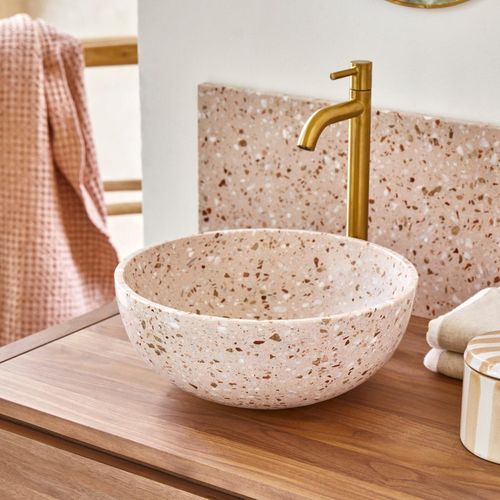 Waschbecken aus pinkfarbenem Premium-Terrazzo Elea