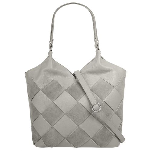 Shopper SAMANTHA LOOK, Damen, Gr. B/H/T: 30cm x 23cm x 14cm onesize, grau, Leder, Taschen, echt Leder, Made in Italy