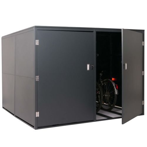 4er-Fahrradgarage HWC-L56c, Gerätehaus Fahrradbox mit Ablage, abschließbar Metall 160x222x208cm anthrazit