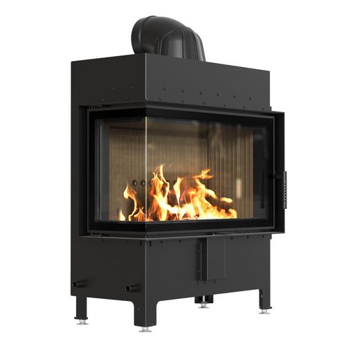 Kamineinsatz aus Stahl KRATKI LUCY links 14 kW Ø 200 schwarz Verkleidung