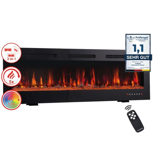 KAMINIO Elektrokamin MARLON - Elektrischer 3-in-1 Kamin mit Heizung, 3D-Flammeneffekt, 12 Flammenfarben, Fernbedienung - 42 Zoll